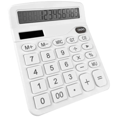 Bild av Newaner Kalkylator, kontorsskrivbord miniräknare med 12 siffror LCD display, fickkalkylator standardfunktion för kontor och skola, skrivbordsräknare stora knappar, vit