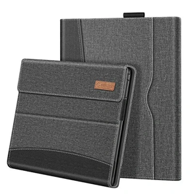 Bild av Fintie Fodral för Microsoft Surface Pro X (2021/2020/2019) i konstläder med flera visningsvinklar Skyddsfodral dokumentfack, kompatibel typhölje, Grå