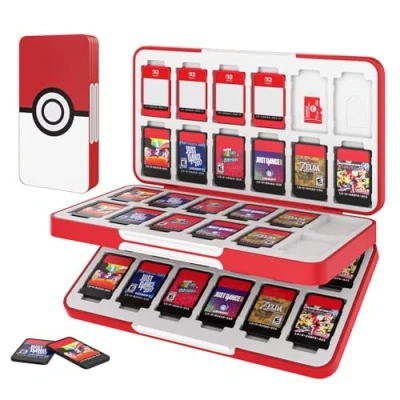 Bild av MoKo 48 Game Card case Compatible with Nintendo Switch OLED 2021/Switch/Switch Lite, Games Holder for &amp; SD Card, Slim Portable Storage Box, Circle