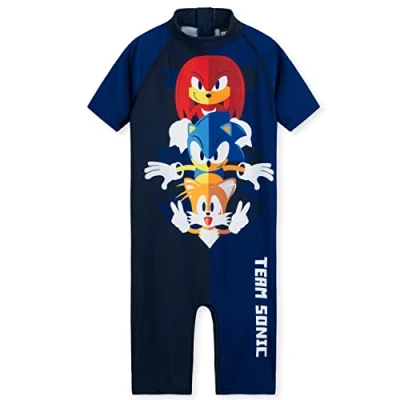 Bild av SONIC THE HEDGEHOG baddräkt pojkar sommarsemester simning kostym helkropp barn med dragkedja badmode för strand, pool 310 år, Mörkblå, 4 5 år