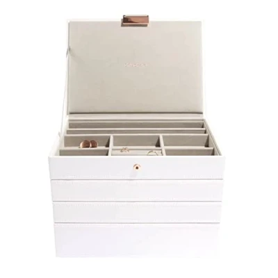 Bild av Stackers Vitt och roséguld klassiskt medium smyckeskrin, set med 4