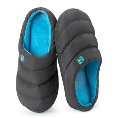 Bild av RockDove Campground Memory Foam Down Toffel för män, Mörkgrå och blå, 38.5/39.5 EU