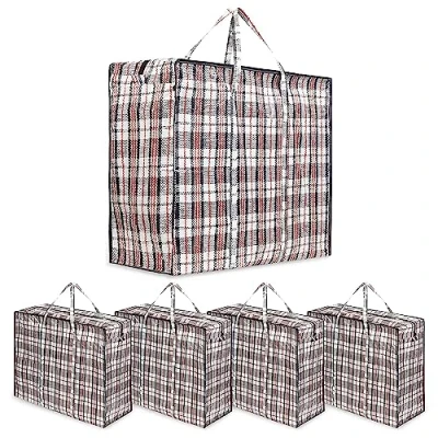 Bild av DECO EXPRESS Tvättpåse tunga förvaringspåsar återanvändbara starka klädförvaringspåsar zip nylon stora lådor för att flytta huskläder och garderob förvaring, Pack med 5, Flerfärgad
