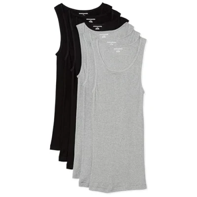Bild av Amazon Essentials Men&#039;s Linne undertröjor, Pack of 6, Grå ljung/Svart, M