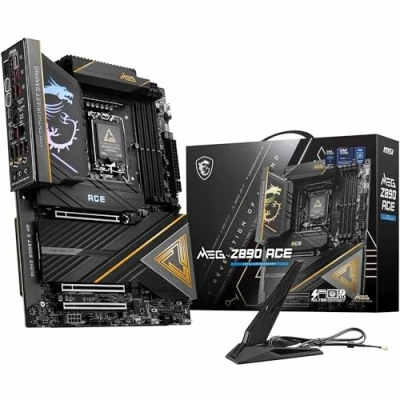 Bild av MSI MEG Z890 ACE moderkort, ATX stöder Intel Core Ultra Processors (serie 2), LGA 1851 110A SPS VRM, DDR5 minne (9200+MT/s OC), PCIe 5.0 och 4.0 x16, M.2 Gen5, Thunderbolt 4, Wi Fi 7, 10G LAN