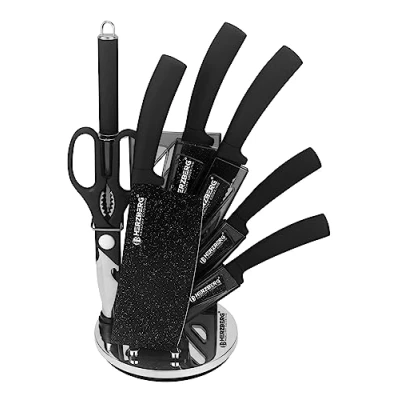 Bild av Herzberg Professional HGMSN8 BLM Kniv set, Svart, 8 stycken