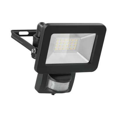 Bild av goobay 53879 LED strålkastare rörelsedetektor utomhus 20 W/PIR sensor utomhusstrålkastare IP44/neutralt vitt ljus 1700 lm/LED väggmontering/trädgårdsstrålkastare/svart