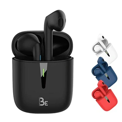 Bild av BE Pop Bluetooth 5.1 TWS trådlöst 3D HD stereoheadset, 12 H batteritid, LED laddningsfodral, lätt att ansluta, inbyggd mikrofon, och bekväm för iPhone/Android (svart)