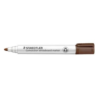 Bild av Staedtler Lumocolor 351 7 Whiteboard markör (rund spets ca 2 mm linjebredd, hög kvalitet, torr och kan torkas av utan rester från Whiteboards, kartongfodral med 10 stycken) brun