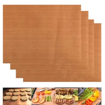 Bild av Jidyllisk återanvändbar non stick ugnsfoder, 4 st ugnsfoder ark teflonark bakplåtsunderlägg tvättbar BBQ grillmatta eller bröd, kex, kött (40 x 30)