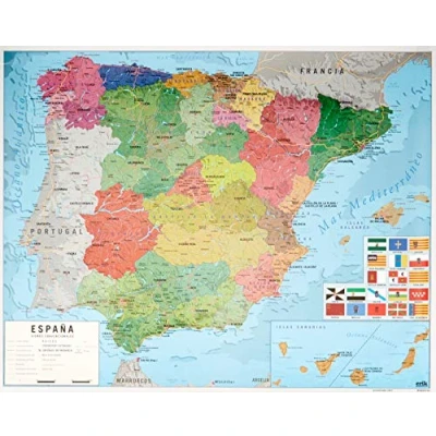 Bild av Grupo Erik Map of Spain Poster Mini 40 x 50 cm Shipped Rolled Up Cool Posters Art &amp; Prints Wall