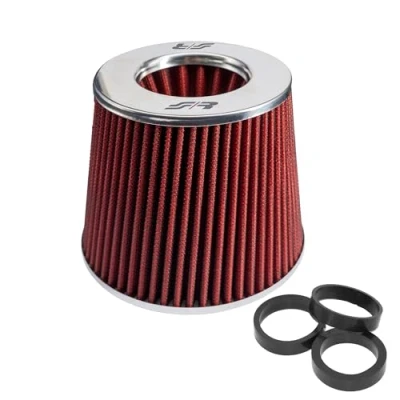 Bild av Simoni Racing FSR/UA Helicoidal Double Cone filter, Chrome Cap, Red Cotton
