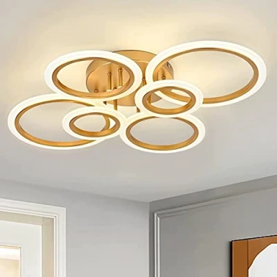 Bild av Gyllene LED taklampa, 6 kronblad 72W 6400LM, sovrum kök vardagsrum inomhus dekorativ belysning