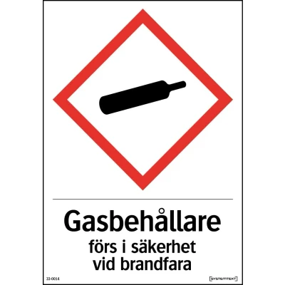 Bild av SKYLT 330615 GASBEHÅLLARE FÖRS I SÄKERHET VID BRANDFARA 148X Beijerbygg Byggmaterial