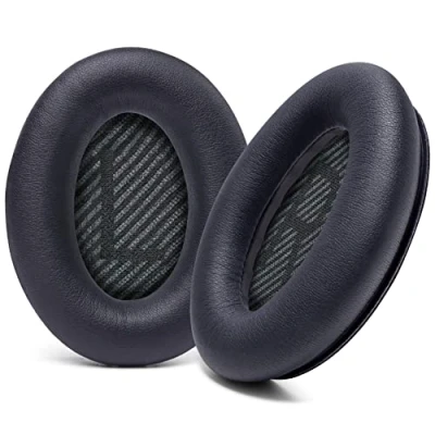 Bild av WC Wicked Cushions Uppgraderade utbytesöronkuddar för Bose QC35 &amp; QC35ii (QuietComfort 35) hörlurar och mer Mjukare läder, lyxigt Memory Foam, ökad tjocklek, extra hållbarhet (Svart)