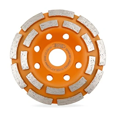 Bild av BGTEC Diamant betong sliphjul, 115 mm/4,5 tum dubbel rad 18 segment kopp ytslipskiva för vinkelslipare, polering och rengöring granit marmor murverk sten