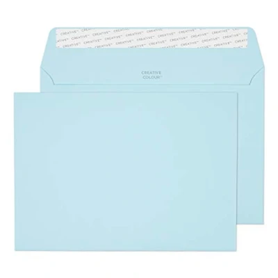 Bild av Blake Creative Colour C5 162 x 229 mm 120 gsm Peel &amp; Seal plånbokskuvert (45318) bomull blå förpackning med 25