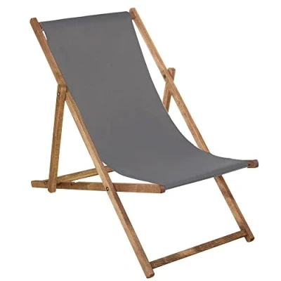 Bild av SPRINGOS Solstol, trädgårdsstol, fällstol av trä, impregnerad, vikbar, avslappningsstol, campingstol, strandstol, bokträ