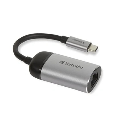 Bild av Verbatim USB C till Gigabit Ethernet adapter, för kompatibla bärbara datorer, MacBooks och mycket mer, kompakt design, GbE, nätverksadapter, inkl. 10 cm kabel