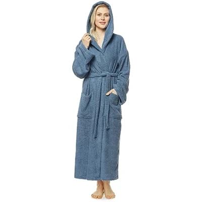 Bild av Badrock med huva för kvinnor, ankellängd, Färg: Blågrå, Kvinnor Storlek: XXL, Unisex XL XXL