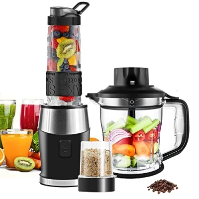 Bild av smoothie maskin, 700 watt mixer, multifunktionell maskin/köttkvarn/iskross/kaffekvarn med 570 ml BPA fri sportflaska i tritan