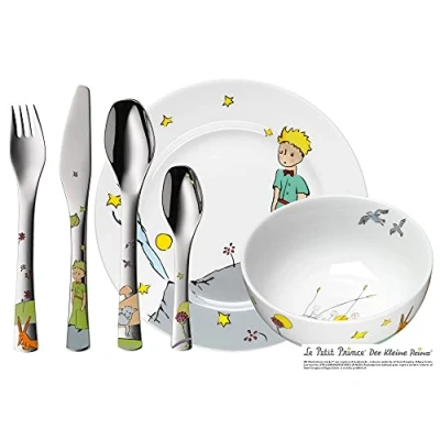 Bild av WMF Den lilla prinsen barnporslinsset i 6 delar, barnporslin med barnbestick rostfritt stål, från år, Cromargan polerad, diskmaskinssäker