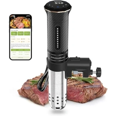 Bild av KitchenBoss Sous Vide Roner WiFi: kök låg temperatur vattentät nedsänkning IPX7 cirkulatorer APP kontroll och precisionstemperatur, LED display, tyst, 1100 W 40 ℃ 90