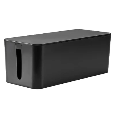 Bild av RICOO Kabelbox, kabelhanteringslåda Z3201 B, kabelorganisatörslåda 32 x 13,5 12,7 cm, förvaringslåda för att dölja grenuttag, adaptrar och kablar, kabelsamlare, svart