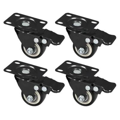 Bild av HMF 6710 tunga lasthjul med broms av polyuretan 4 stycken 38 mm upp till 300 kg svart