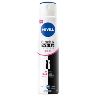 Bild av NIVEA Black&amp;White Invisible Clear Antiperspirant spray för kvinnor 250 ml