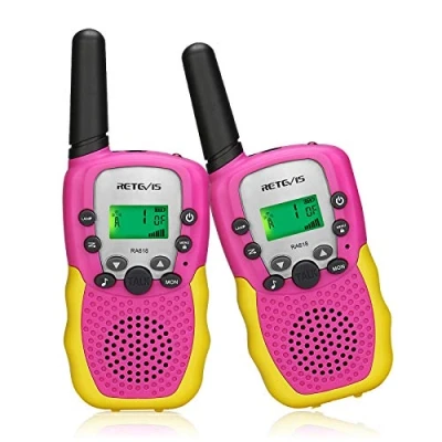 Bild av Retevis RA618 Walkie Talkies Barnleksaker för 6 12 år Flickor och pojkar Långdistans 8 kanaler Vox ficklampa 10 Round Tones Vandring Cykling Äventyr(Rosa, 1 Par)