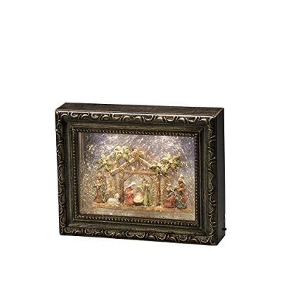 Bild av Konstsmide LED Vattenfylld Snöglob Bildram &quot;Nativity Scene&quot;, 24,5 x 19,5 cm, Brun