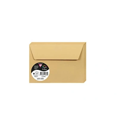 Bild av Clairefontaine 5486C förpackning med 20 självhäftande kuvert C6 format 11,4 x 16,2 cm 120 g/m² karamellfärger inbjudan evenemang och korrespondens pollenintervall premium slätt papper