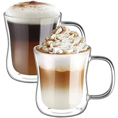 Bild av Ecooe Double Walled Latte Macchiato Glass Set Drinking Coffee 2 Piece 350ml (Full Capacity) 23.5 * 9.5 3 11cm