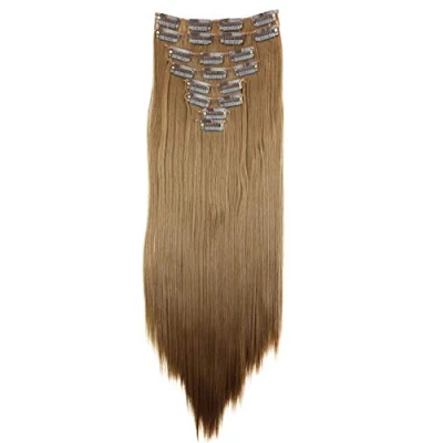 Bild av CAISHA XXL 50cm 8 delar set CLIP IN EXTENSIONS Hårförlängning Hårstycke Rak Mörkblond CES107