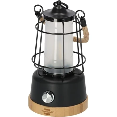 Bild av Brennenstuhl campinglampa CAL 1 (350 lm, IP44, upp till 75 timmars brinntid, steglöst dimbar, justerbar färgtemperatur, uppladdningsbar campinglykta med rep i hampa och bambubas), svart