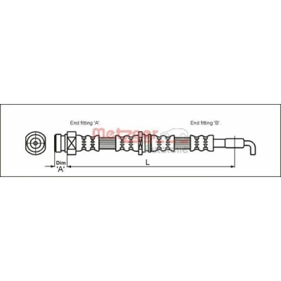 Bild av METZGER 4113669 Flexible De Frein 415 VOLVO: V40 Break, S40 I, MITSUBISHI: Space Star
