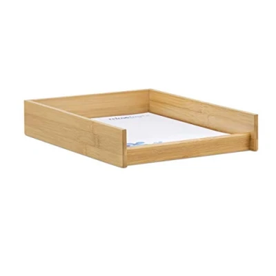 Bild av Relaxdays Dokumentfack trä, DIN A4 pappersfack, kontor, skrivbord, platt, brevfack bambu, B x D: 25 33 cm, natur