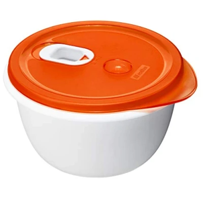 Bild av Rotho Micro Clever Mikrovågsugnsburk 1,6 l med lock och ventil, plast (PP) BPA fri, röd/vit, (19,0 x 19,0 10,5 cm)
