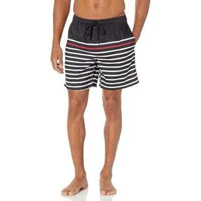 Bild av Amazon Essentials Men&#039;s Snabbtorkande badtröja 18 cm (7 tum), Svart Vit Rand, XL