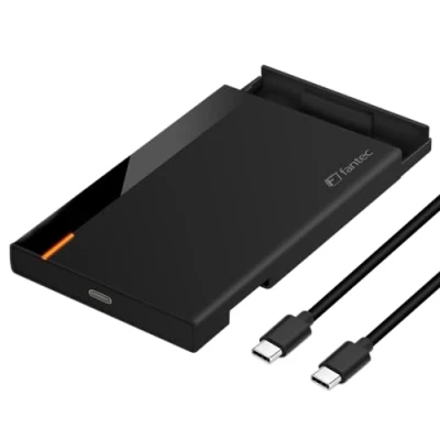 Bild av FANTEC PL 25U31 USB3.2 Gen2 SSD/hårddiskhölje för 1 x SATA 2,5 tums SSD/HDD (max. 9,5 mm bygghöjd), överföringshastigheter upp till 10 Gbit/s (SUPERSPEED+), USB C, inga verktyg behövs, plast,