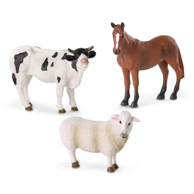 Bild av Terra bondgårdsdjur figurer häst, får, kula realistiska djurfigurset, barn bondgårdsleksak för flickor och pojkar från 3 år
