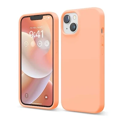 Bild av elago Flytande silikonfodral kompatibelt med iPhone 14 fodral (6,1 tum), premiumsilikon, helkroppsskydd 3 lager stöttåligt telefonfodral, reptåligt mjukt mikrofiberfoder (lax)