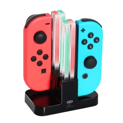 Bild av Laddstation för 4 spelkontroller, laddare kompatibel med Nintendo Switch Joy Con, laddningsdocka LED
