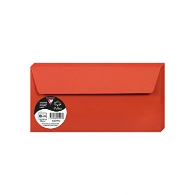 Bild av Clairefontaine Ref 55995C Pollen, självhäftande kuvert (paket med 20) DL storlek, 120 gsm papper, skrivarkompatibel, syrafri, remsa för enkel tätning korallröd