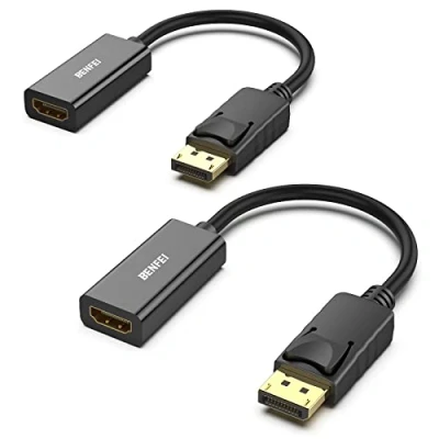 Bild av BENFEI Displayport till Hdmi adapter 2 pack, Dp (displayport) hane hona omvandlare med ljud för Lenovo, Dell, HP, Asus och andra märken