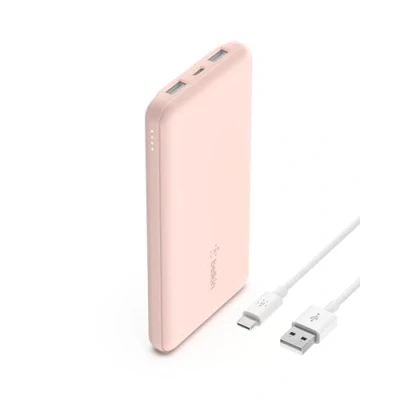 Bild av Belkin 10 000 mAh bärbar powerbank, 10K USB C laddare med 1 port och 2 A portar, batteripaket för upp till 15 W laddning iPhone, Samsung Galaxy, AirPods, iPad, m.fl. Rose guld