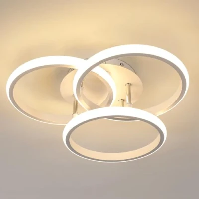 Bild av Comely LED taklampa 40CM 3000K, 40W 4500LM Kreativt rundt varmt ljus, Modern vit aluminium för sovrum, vardagsrum, kök