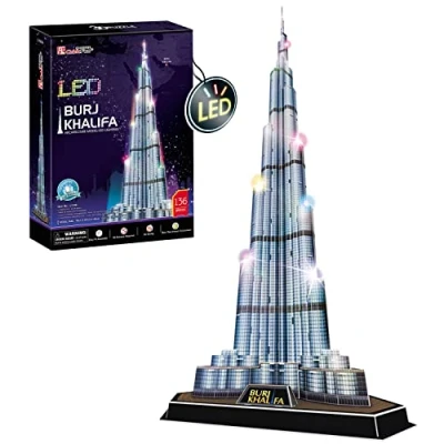 Bild av 3D pussel Burj Khalifa Led gåva barn 8 år vuxna och modellbyggnad för modellbyggnader 136 stycken