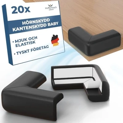 Bild av Hoffenbach 20x Hörnskydd Kantenskydd Baby Självhäftande Bordkantsskydd Stötskydd för Bebisar &amp; Barn Mjukt Gummi Bord, Möbler Hörn Corner Protector Svart